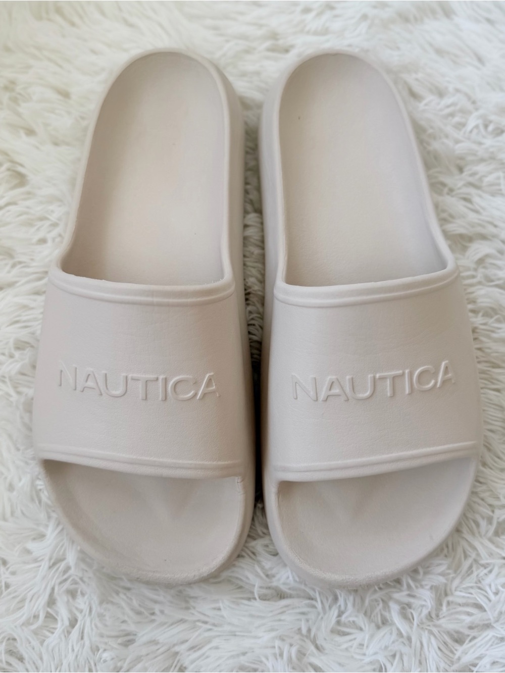 Nautica Women's Cream Slide Sandals - Lightweight Comfort - 9